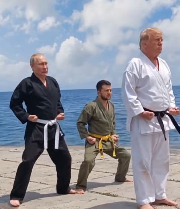 Трамп ги учи Путин и Зеленски карате (Видео)